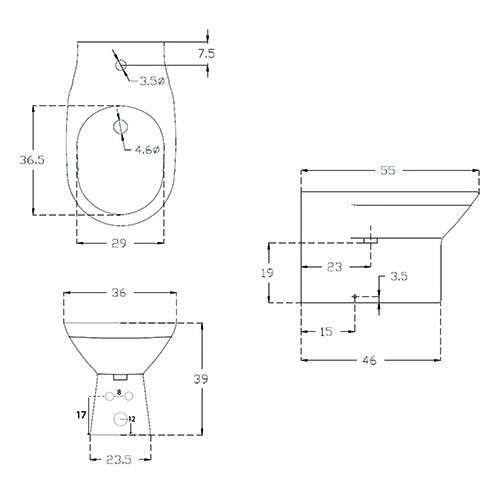 Sanitari sospesi serie GELSO: vaso, bidet, copriwater soft-close - Bianco Lucido