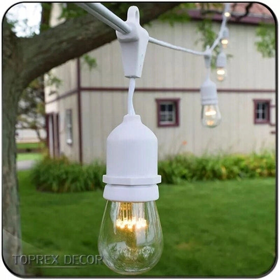 CATENA DI LUCI DA ESTERNO 10MT CON PORTALAMPADE E27 CAVO BIANCO IP54 - PERFETTA PER GIARDINI EVENTI RISTORANTI E FESTE ALL'APERTO