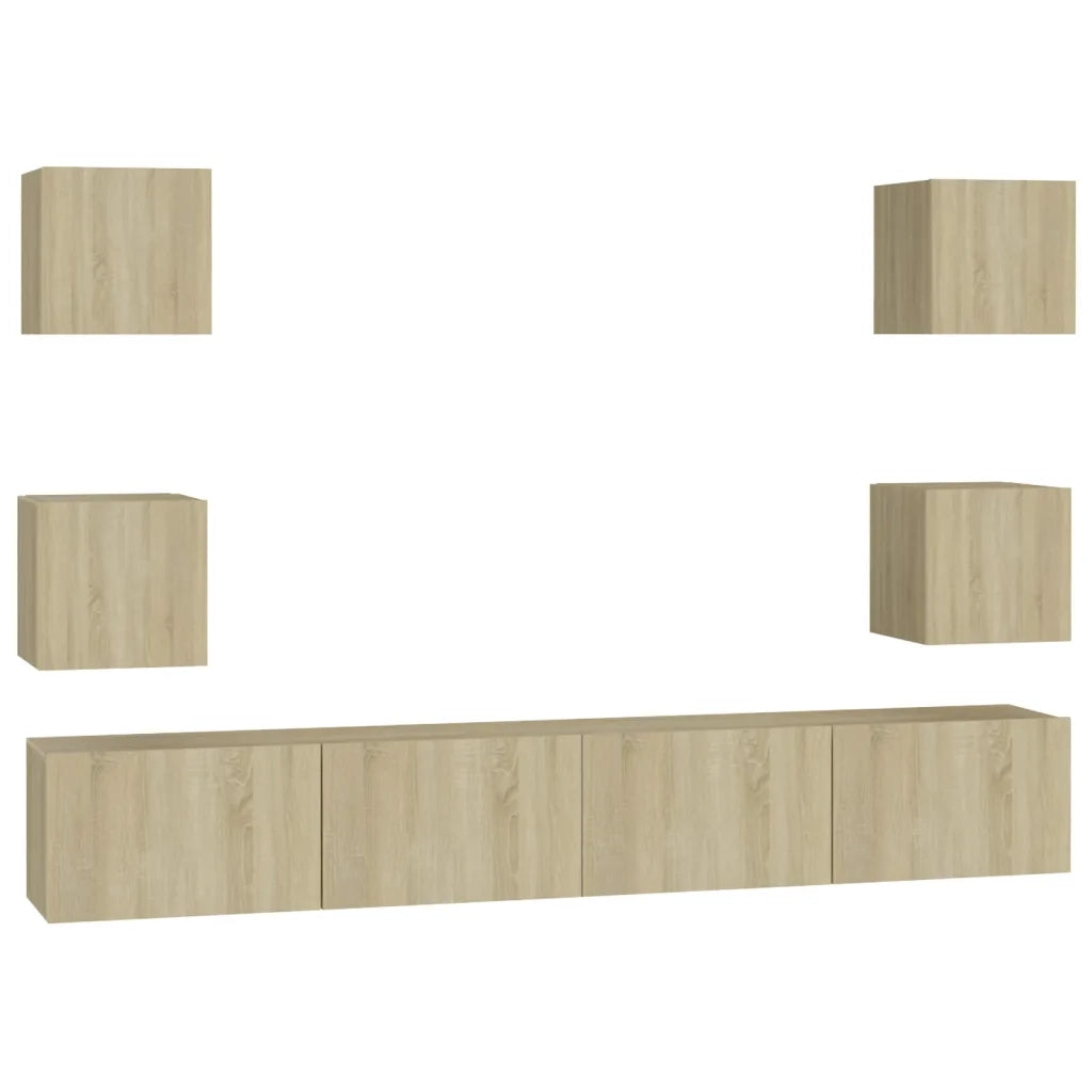 Set di Mobili TV 6 pz-Set di 6 Credenza per TV Rovere Sonoma in Legno Multistrato 233683
