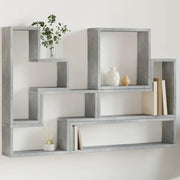 Scaffale a Parete Grigio Cemento 90x12x64 cm Legno Multistrato 840803