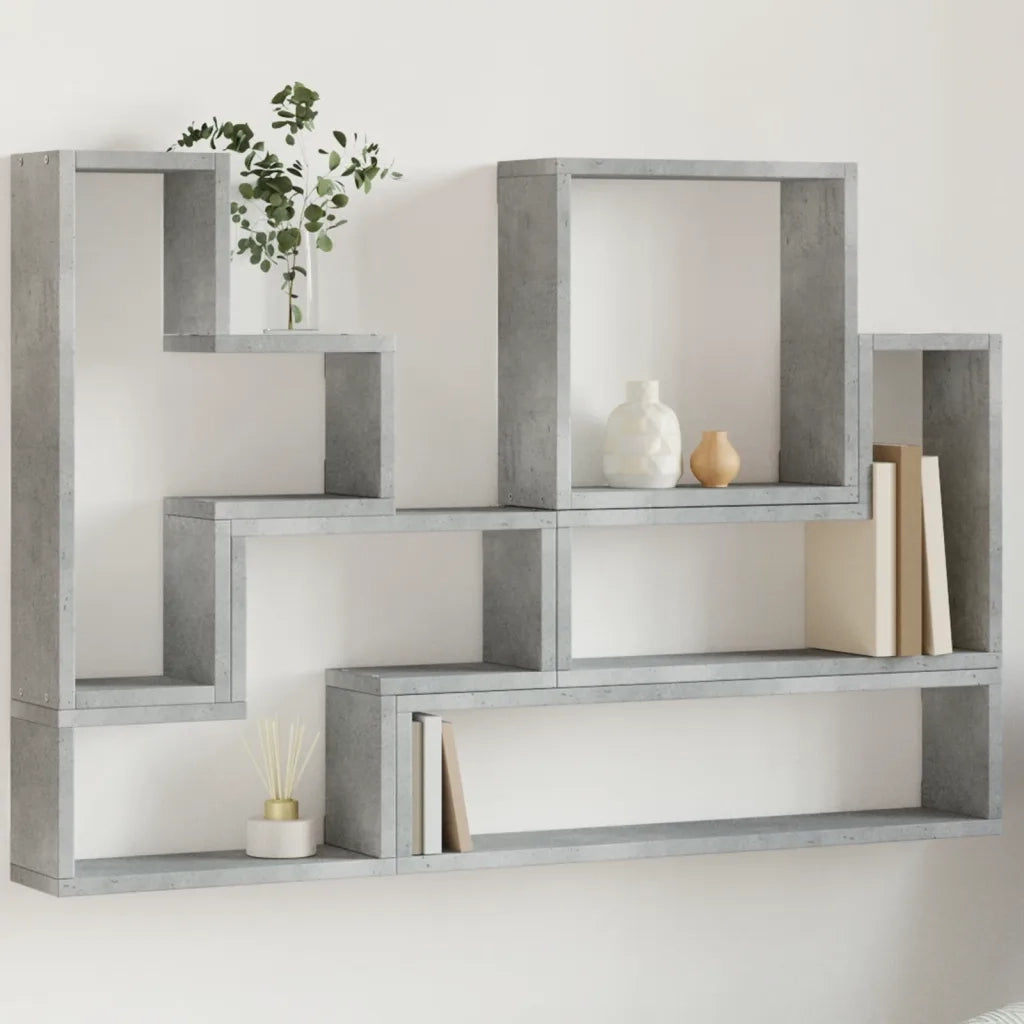 Scaffale a Parete Grigio Cemento 90x12x64 cm Legno Multistrato 840803