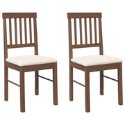 Sedie da Pranzo con Cuscini 2 pz | Sedie da cucina Marrone Legno Massello di Hevea