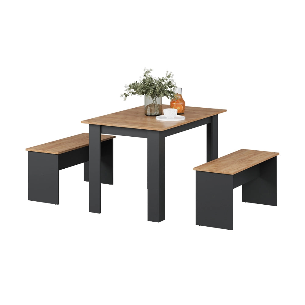 Vicco Set di tavoli da pranzo Antracite/quercia dorata 112 x 73.6 cm con 2 panche