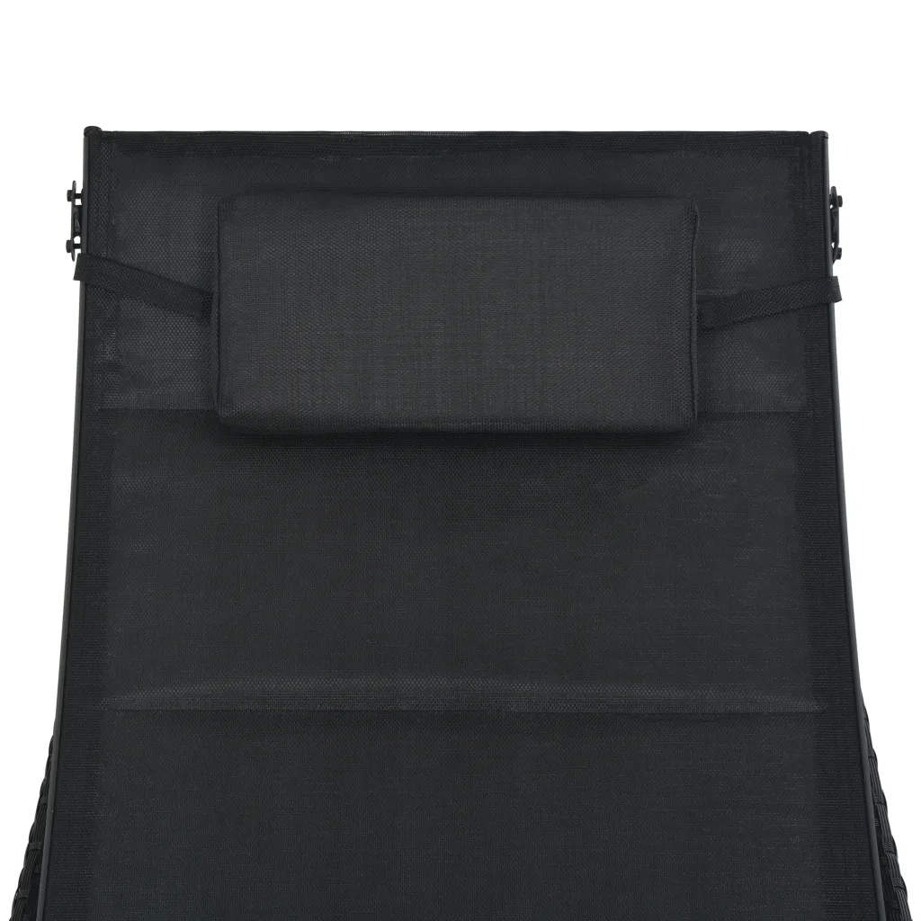 Lettino Prendisole in Polyrattan e Textilene Nero 44896
