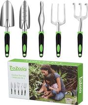 Set di attrezzi da giardino, attrezzo da giardino in alluminio fuso con manico antiscivolo in gomma, manico ergonomico, vanga per giardino, falce, badile, forca per mani e vaso per piante, regalo per uomini e donne