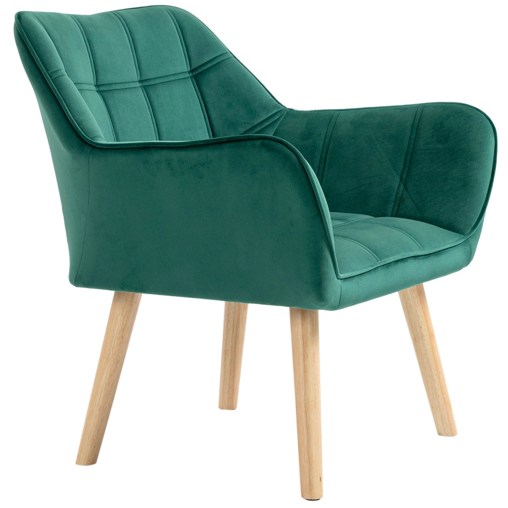 Poltrona in Velluto e Legno ¨C Zephmum ¨C Verde 67x61.5x71