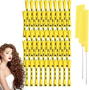 50 Set di Rulli per Capelli Permanenti, Set di Rulli per Capelli in Plastica con 2 Camme per Stile e Cura dei Capelli Fai da Te (Giallo, 0.28")