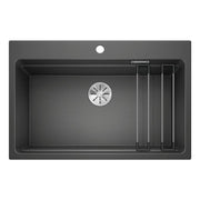 Lavello Blanco monovasca sintetico Etagon8 1525187 tappo a cestello InFino e coppia di barre in acciaio inox 78x51 cm. antracite