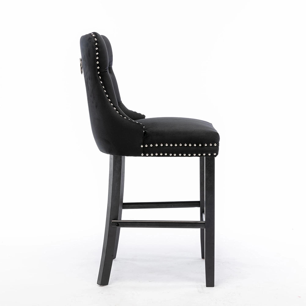 Set 2 sgabelli bar - Xylo - velluto nero gambe legno