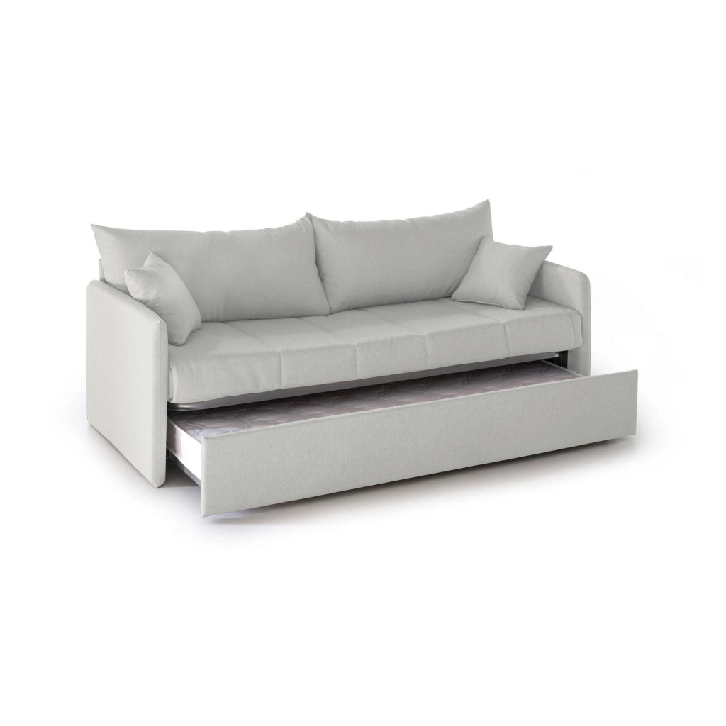 Avellana, Divano Letto 3 Posti Sfoderabile Made in Italy, 205x86 cm Grigio Chiaro