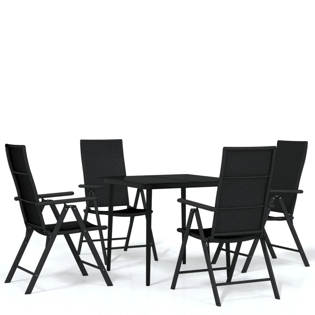 Set Mobili da Pranzo per Giardino 5 pz Nero cod mxl 41006