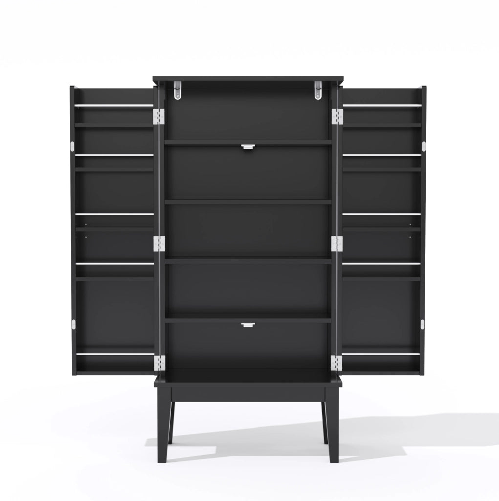 Armadio contenitore 120x59x30 cm con 5 ripiani e 2 ante; in MDF; nero
