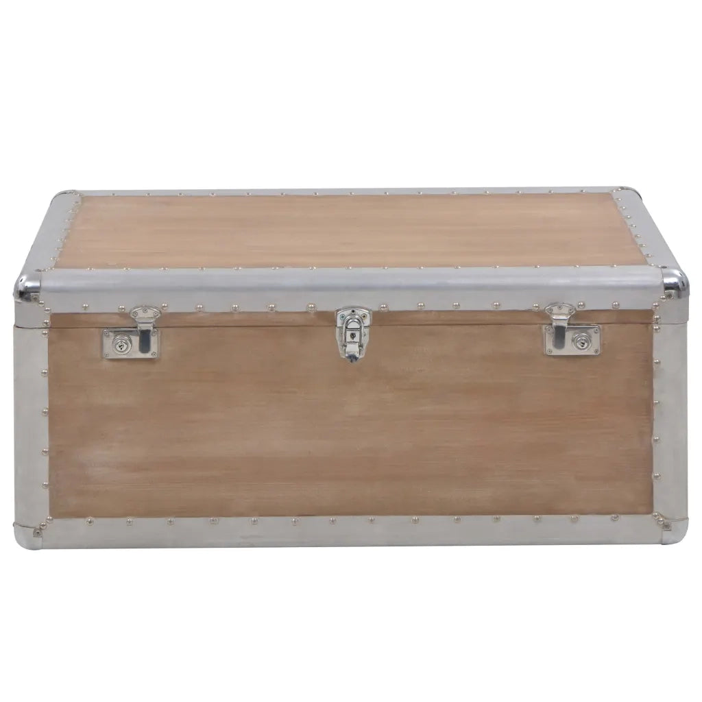 Baule Portaoggetti in Massello di Abete 91x52x40cm Marrone CFW2392087
