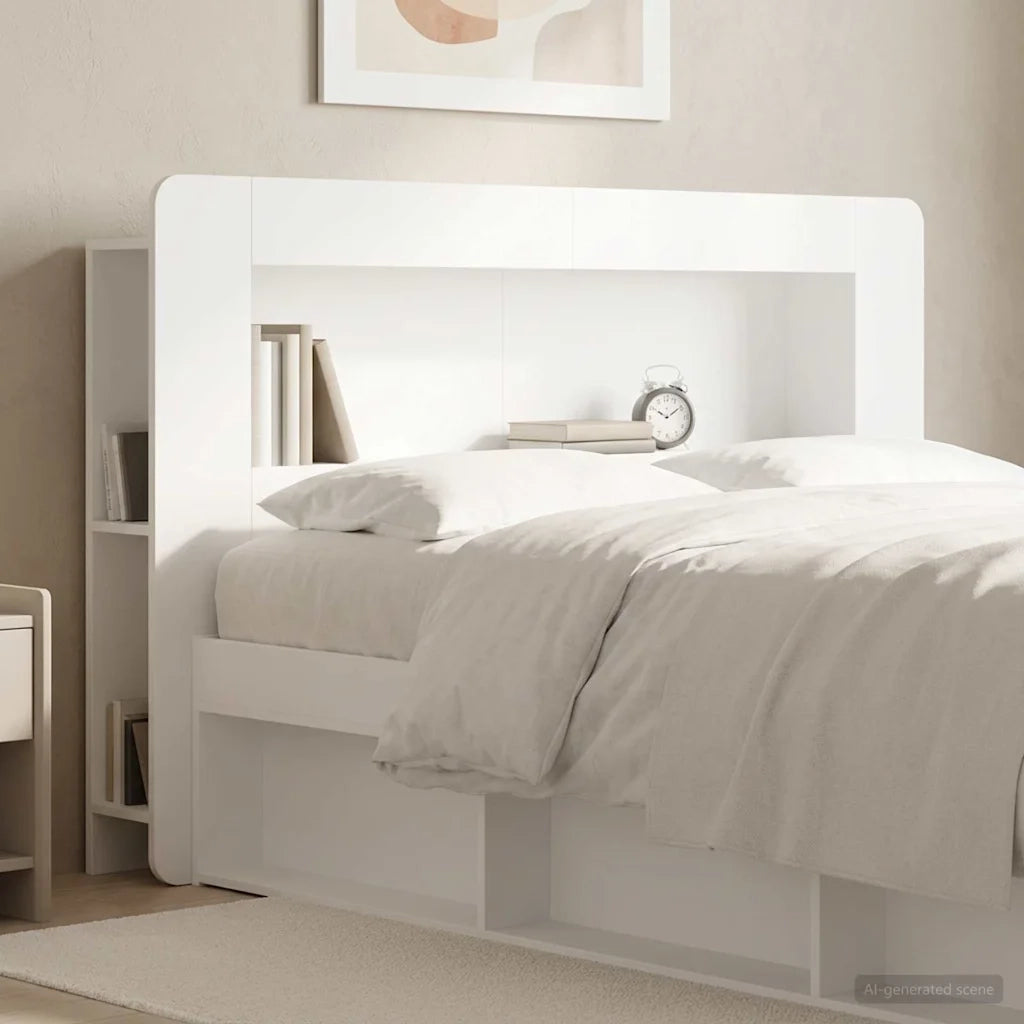 Testata del letto con archiviazione Bianco Legno ingegnerizzato 8001282