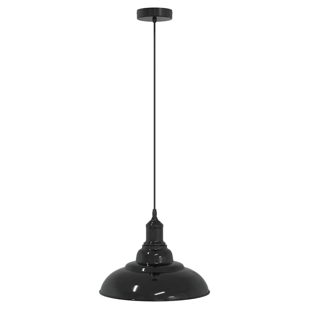 Lampada a sospensione vintage regolabile altezza 31 x 13 cm versatile per cucina e soggiorno metallo nero lucido 02_0058002