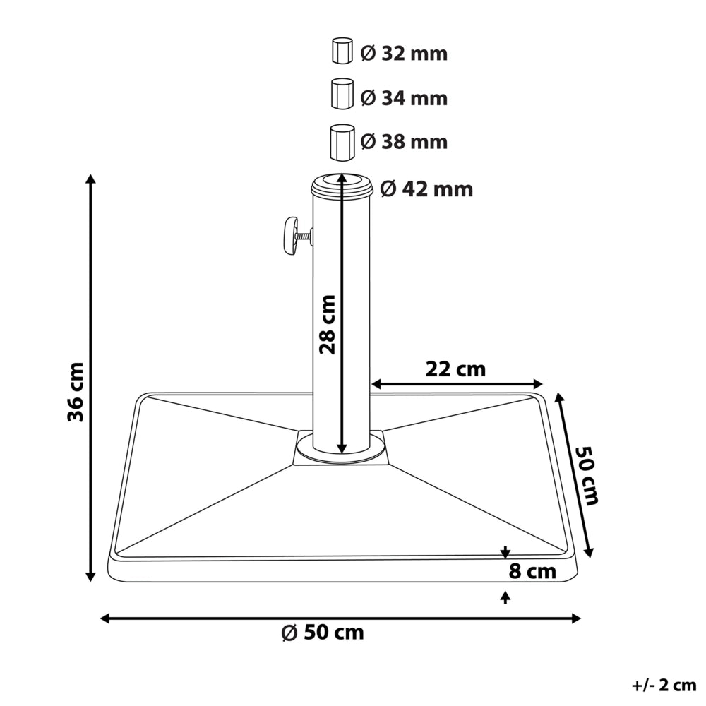 Base per ombrellone Portaombrelli da esterno quadrato in cemento Nero da 25 kg