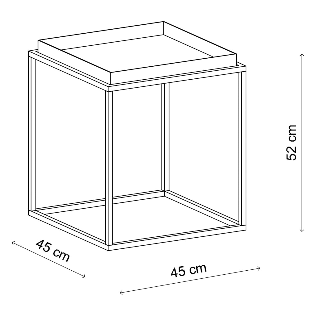 Lorsica, Tavolino da Salotto Forma Quadrato, 45x45x52h cm Bianco Crema