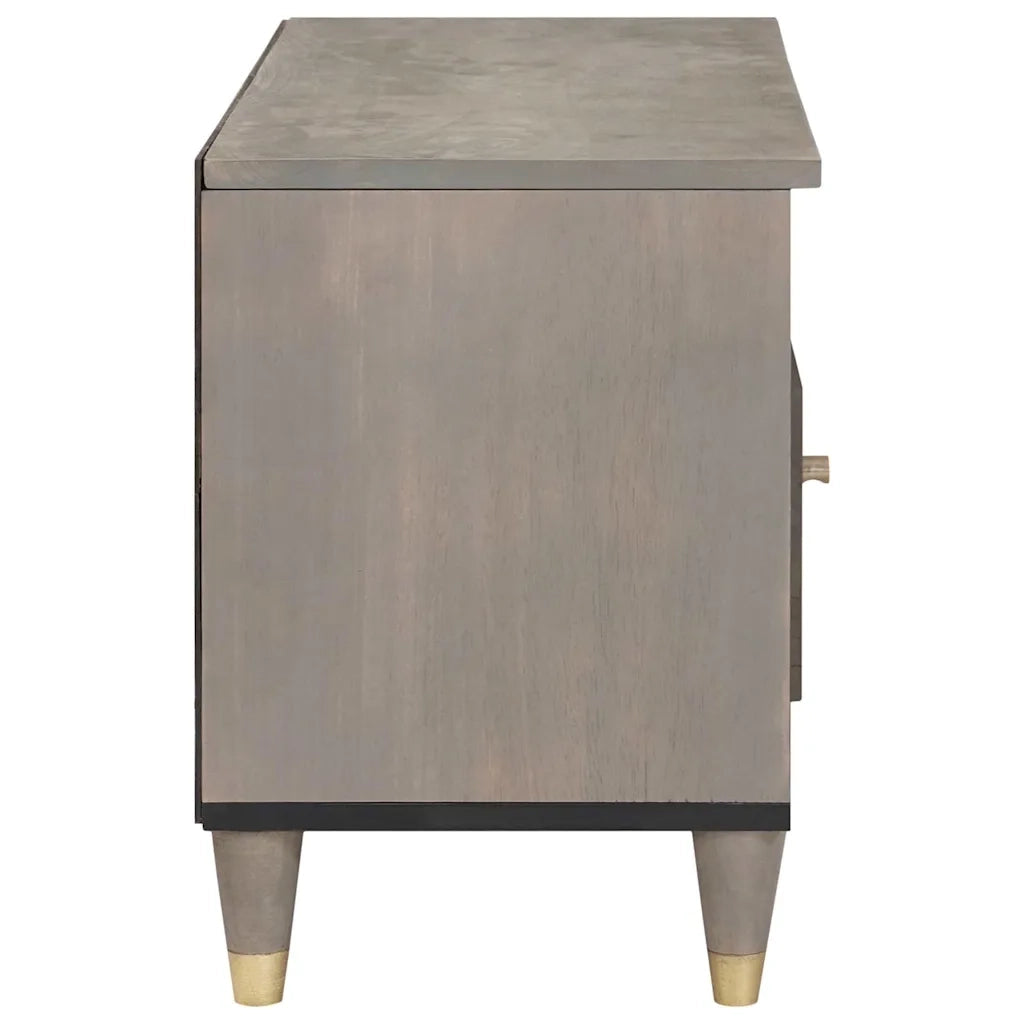 Mobile TV Grigio 80 x 33 x 46 cm Legno di mango massello 4018789