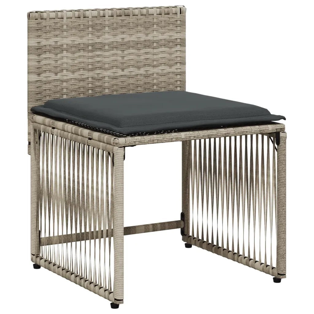 Set da Pranzo da Giardino 7 pz Cuscini Polyrattan Grigio Chiaro