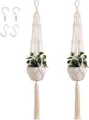 Appoggio Piante 105 cm Corda di Cotone Appoggio di Fiori per Interno Esterno Balcone Parete Decorazione Bohemien