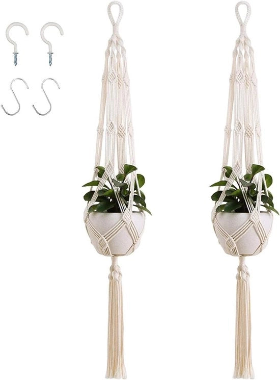Appoggio Piante 105 cm Corda di Cotone Appoggio di Fiori per Interno Esterno Balcone Parete Decorazione Bohemien