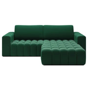 Divano angolare convertibile DORY verde scuro 250 cm con vano contenitore angolo destro
