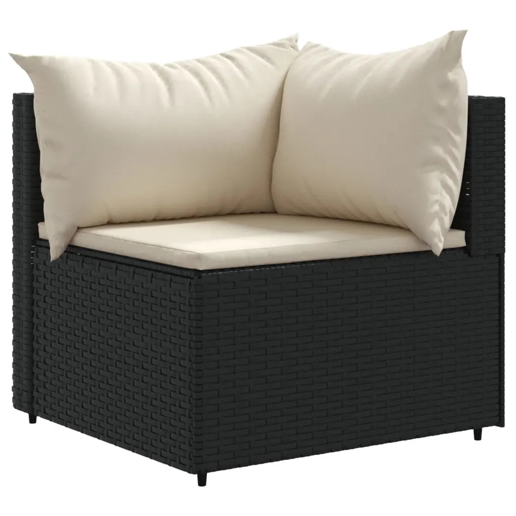 Set Mobili da Giardino 6 pz con Cuscini in Polyrattan Nero 3308016