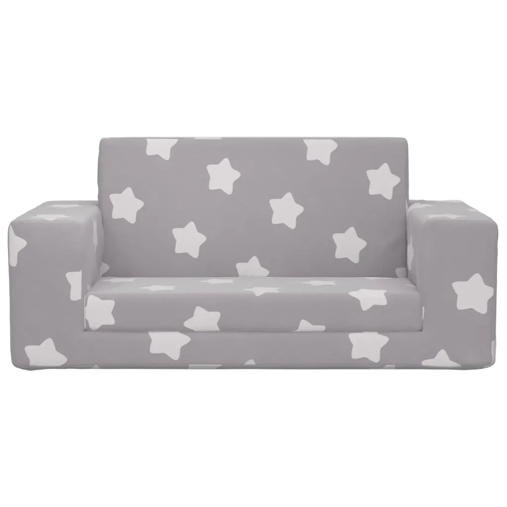 Divano Letto Bambini a 2 Posti-Sofa Letto-Daybed Grigio Chiaro con Stelle Peluche 545559