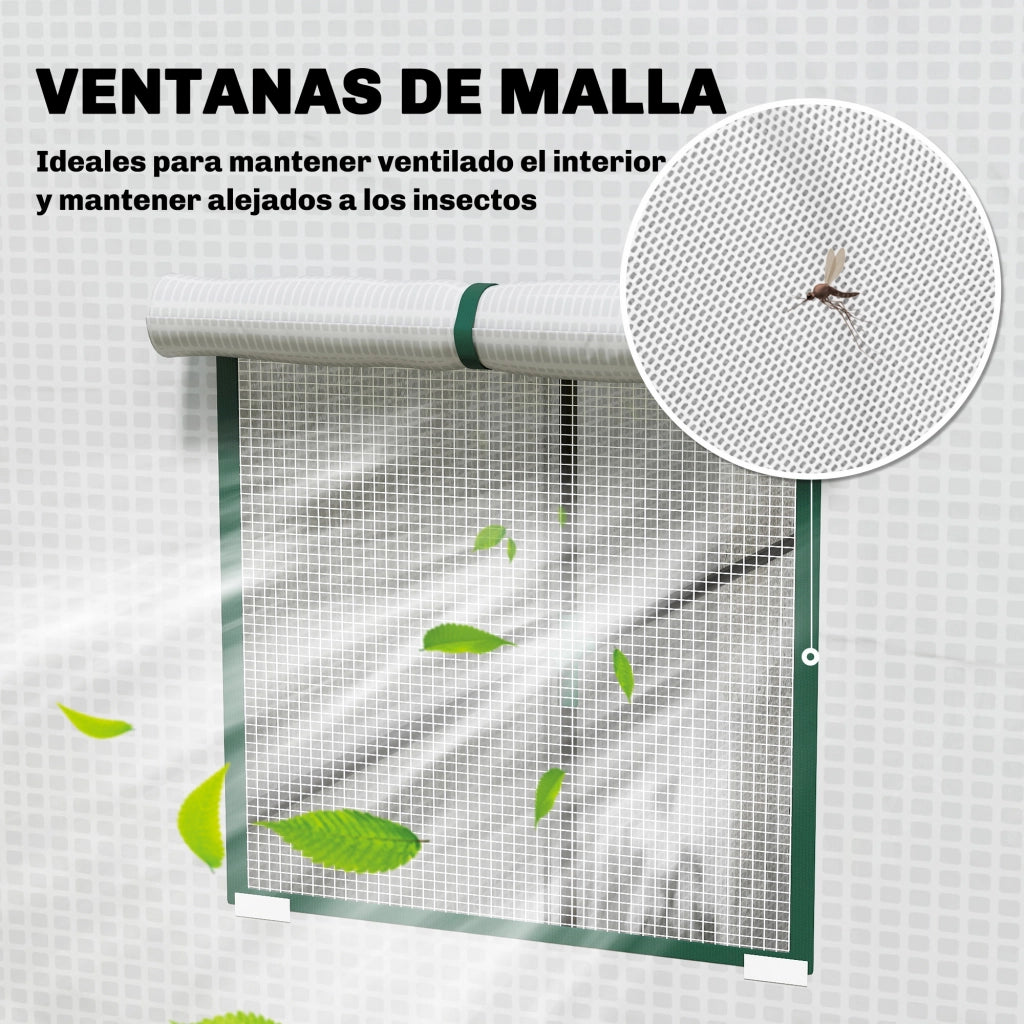 Serra da Giardino con Finestre a Rete e Porta con Cerniera per Piante ¨C zephmum ¨C 196x77x197 cm Bianco
