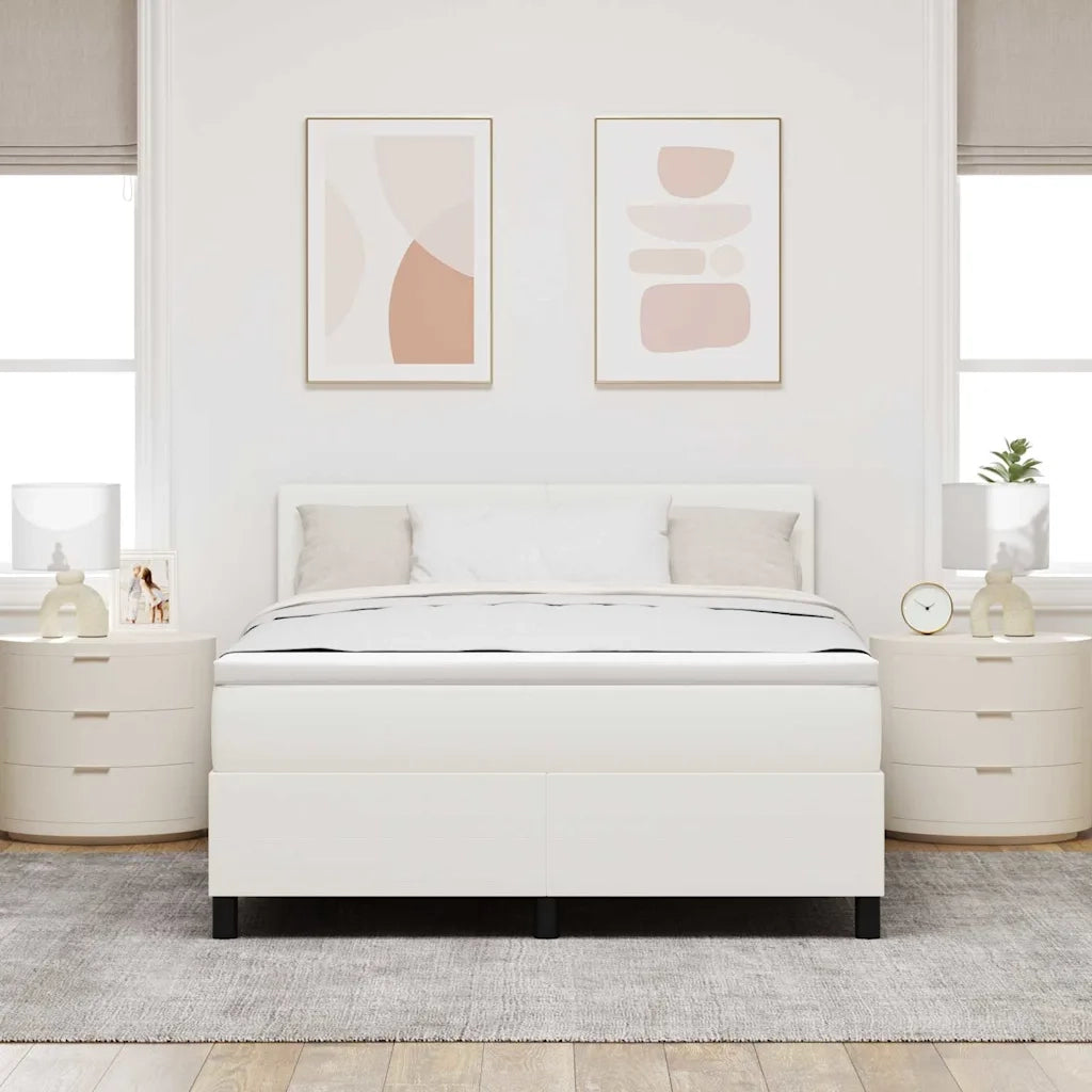 Letto a Sorgente LED con testiera Crema e Bianco 160 x 200 cm 3337609