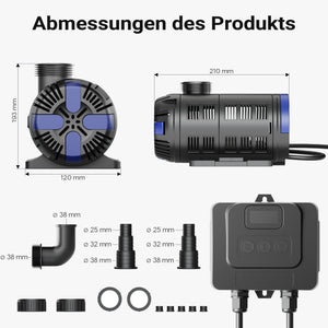 SuperECO CET-15000 Pompa da Laghetto con flussometro, 15.000 l/h, 180W, Prevalenza 8m