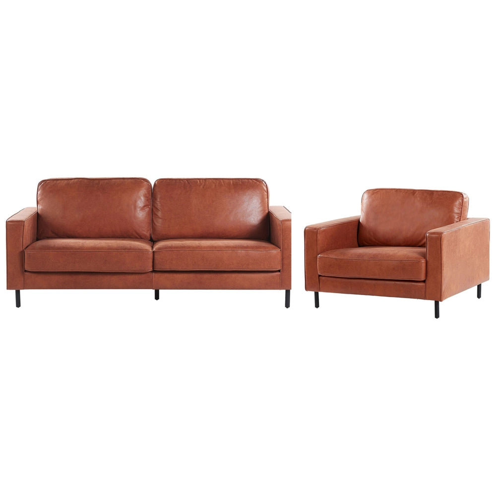 Set Divani Marrone Dorato Ecopelle Poliestere Divano A 3 Posti Poltrona Design Da Salotto Retrò