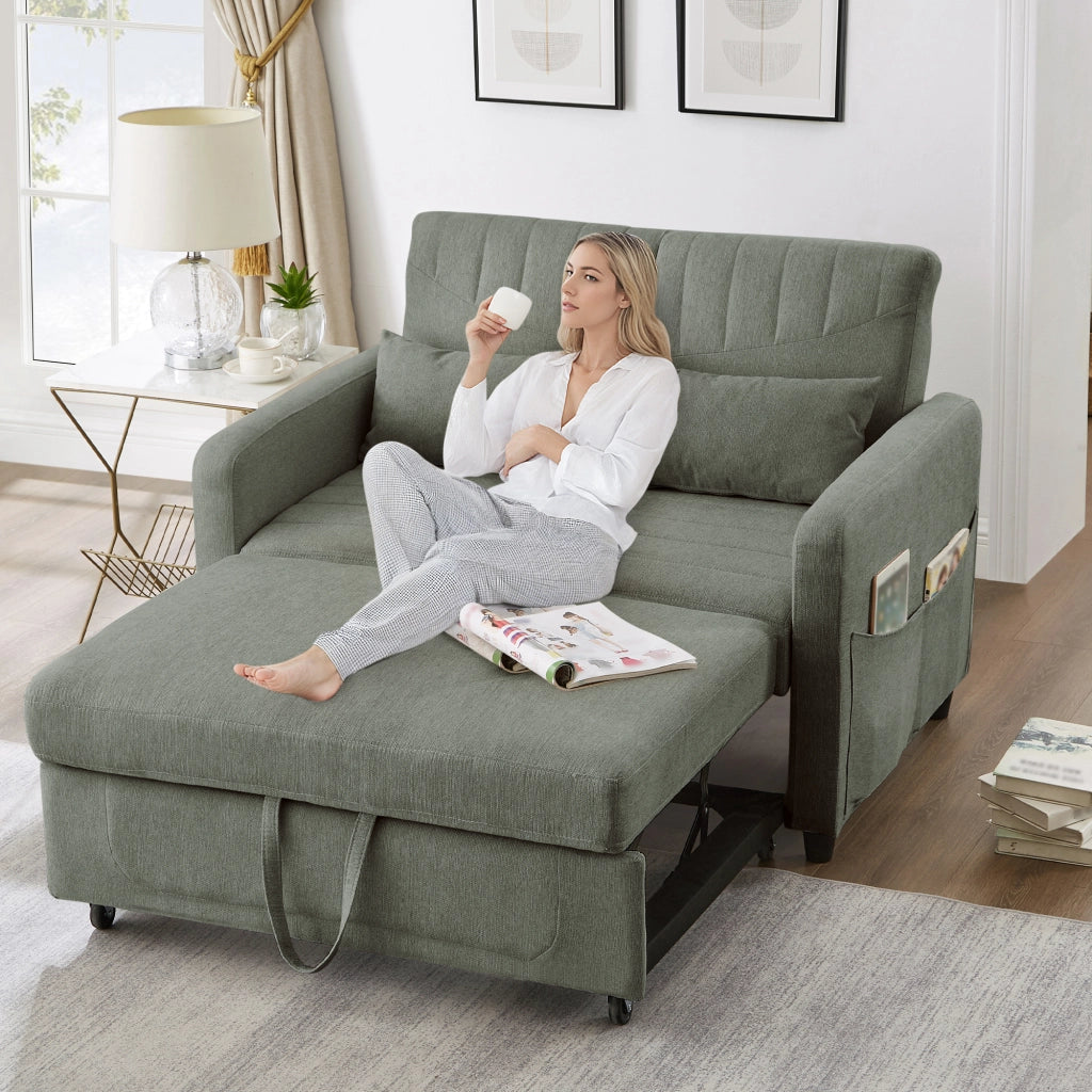 Divano Letto 2 Posti Estraibile ¨C Xylo ¨C Tessuto Cotone Lino
