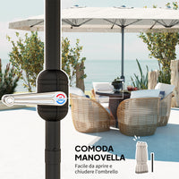 Ombrellone Doppio a 12 Stecche 450x265x260 cm in Acciaio e Poliestere Bianco Crema