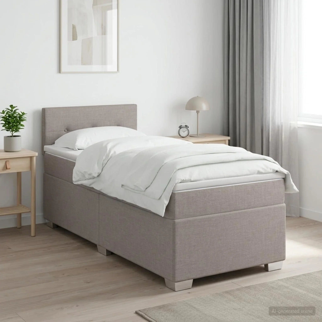 Letto box spring con materasso Tortora 90 x 200 cm Tessuto 3450394
