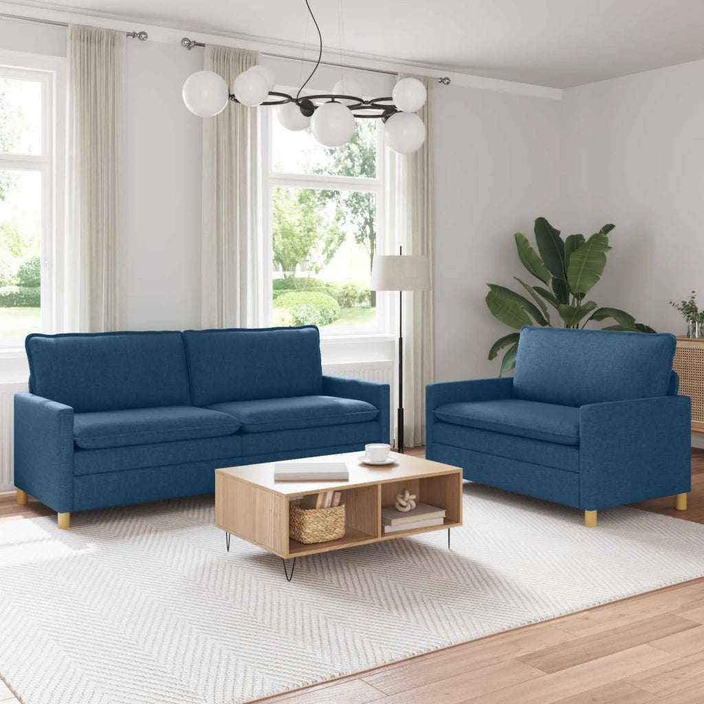 Set di divani 2 pz Blu Tessuto 3417126