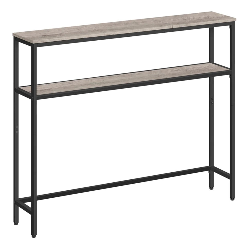 Consolle per ingresso tavolino sottile a 2 ripiani 20 x 120 x 80 cm tavolino laterale con 2 ripiani per soggiorno o camera da letto grigio 12_0005226