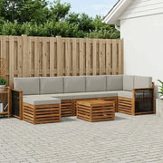Set di divani da esterno 7 pcs Naturale e Grigio Chiaro 3384652