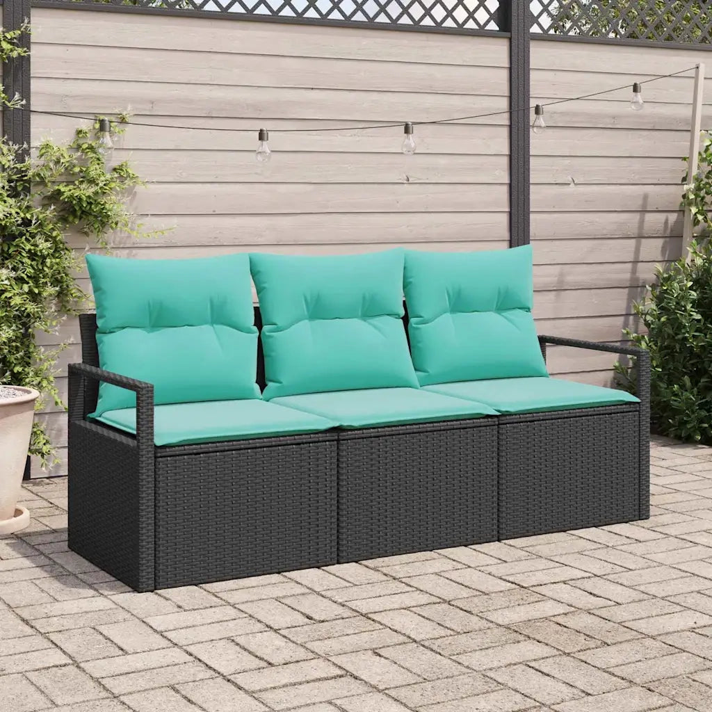 Set di divani 3 pcs Nero polyrattan