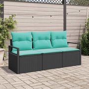 Set di divani 3 pcs Nero polyrattan