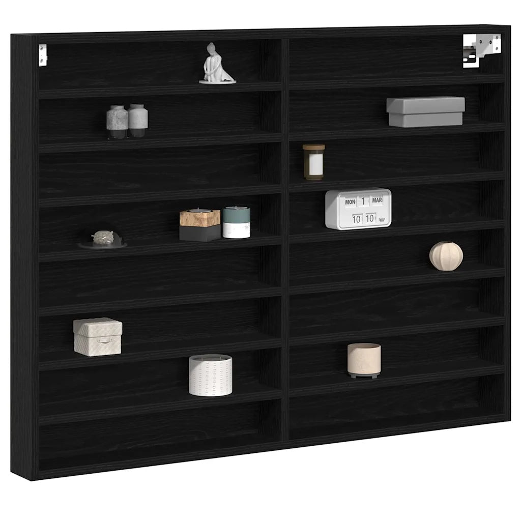 Vetrina A parete Rovere Nero 100 x 8,5 x 75 cm 869188