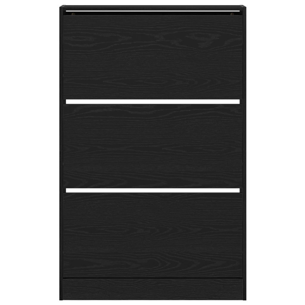 Armadio per scarpe Nero Rovere 80x21x125,5 cm in Legno ingegnerizzato