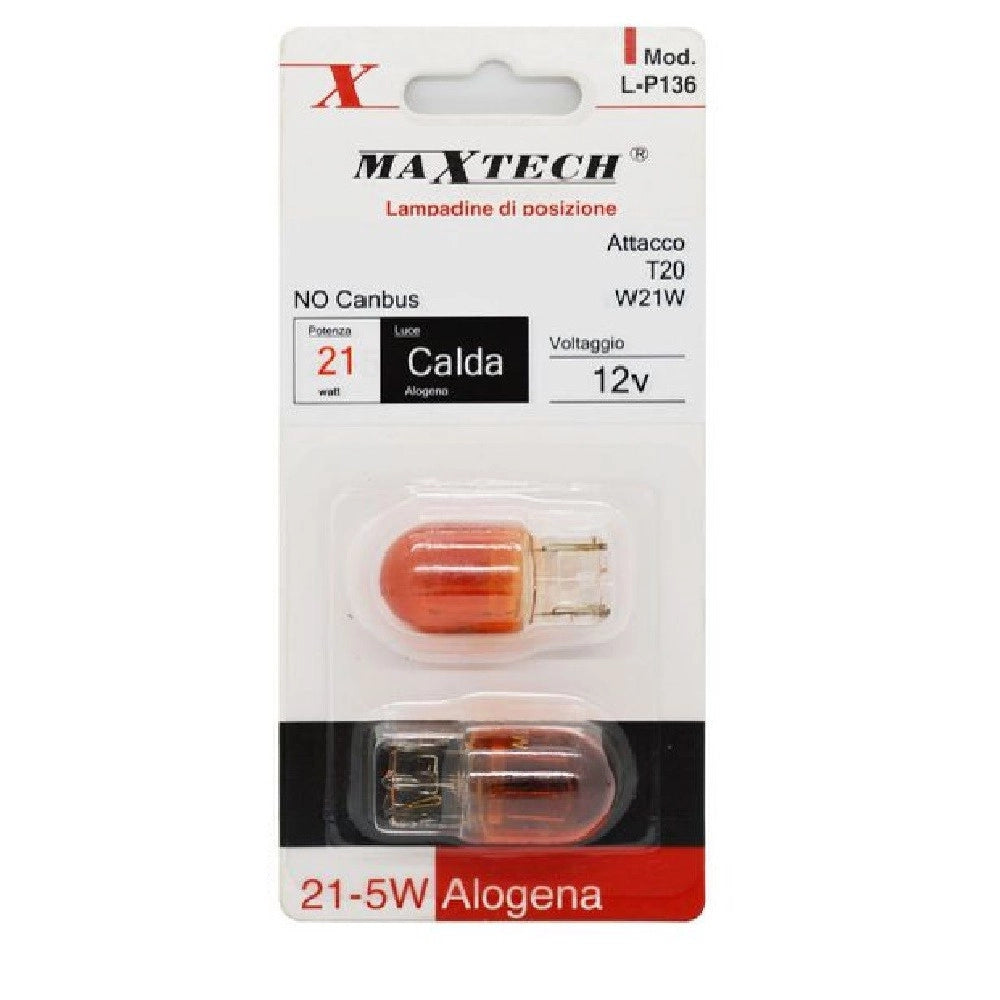 Trade Shop - Lampadine Di Posizione Auto T20 W21w 12v 21w No Canbus Luce Calda Alogena L-p136 -
