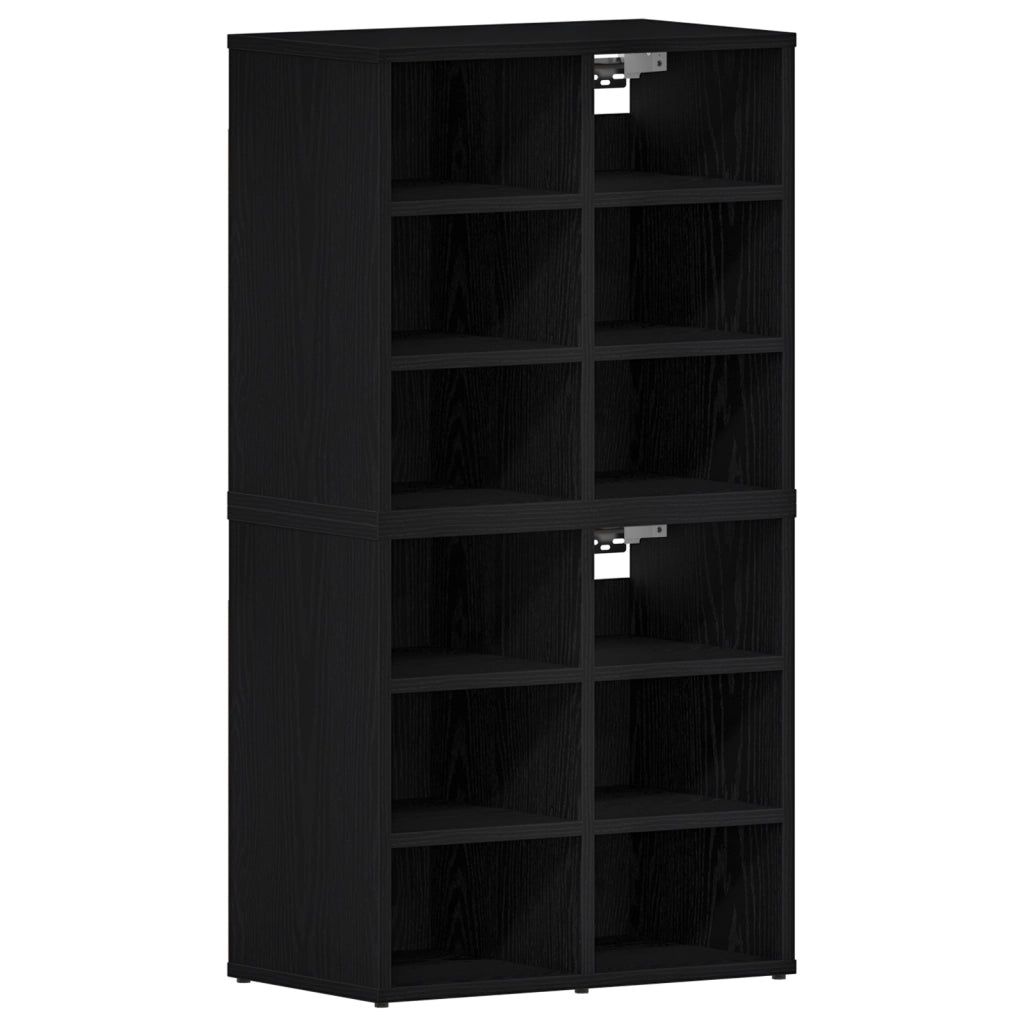 Mobile per Scarpe 2 pz Rovere Nero 52.5x30x50 cm