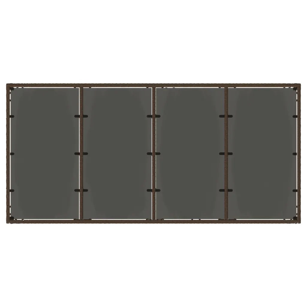 Tavolo Giardino Piano in Vetro Marrone 190x90x75 cm Polyrattan 365593