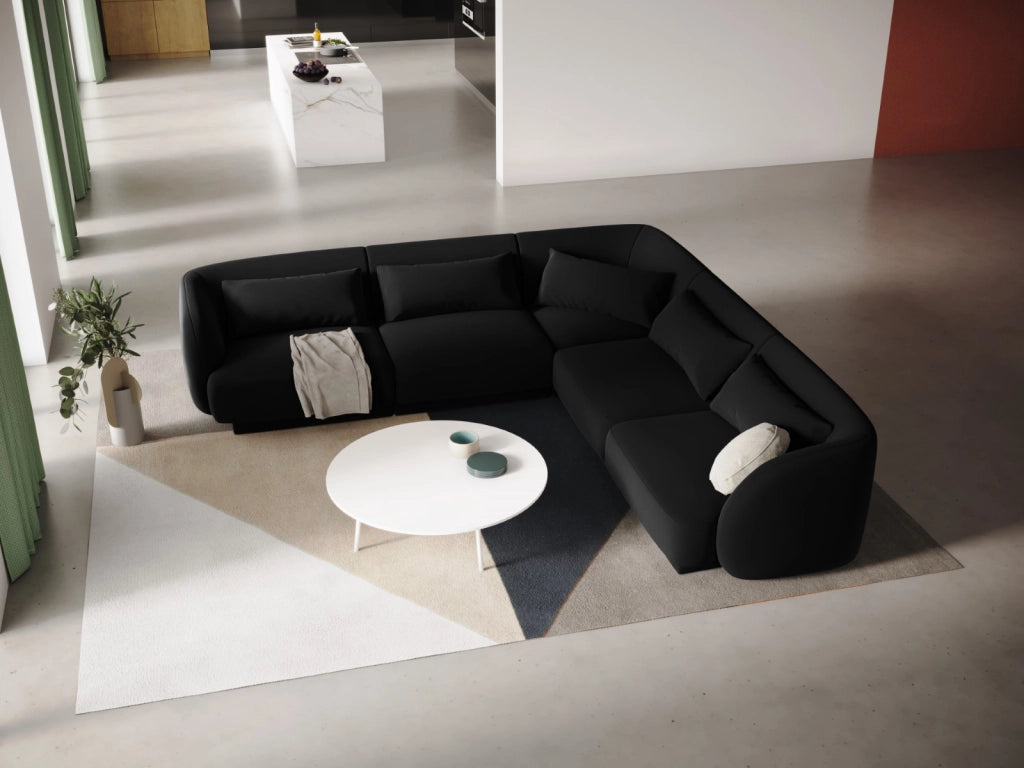 Cosmopolitan Design - Divano angolare reversibile "Tulum" 5 posti in velluto nero 