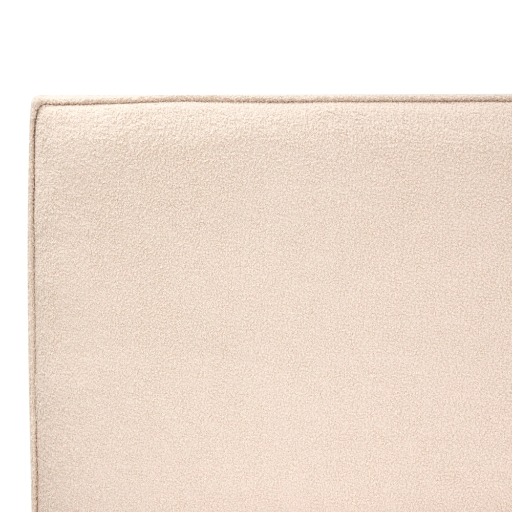 Letto matrimoniale in tessuto bouclè beige con testiera imbottita 180 x 200 cm stile moderno