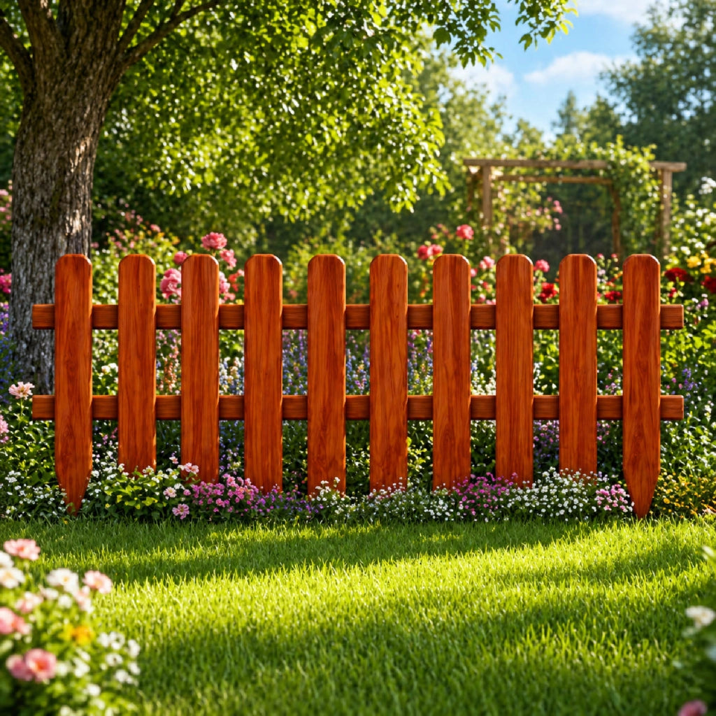 Staccionata In Legno Da Esterno Recinzione Per Giardino Terrazzo E Aiuole Barriera Decorativa Rustica Resistente Agli Agenti Atmosferici Facile Da Installare 120 x 45 Cm Legno Scuro