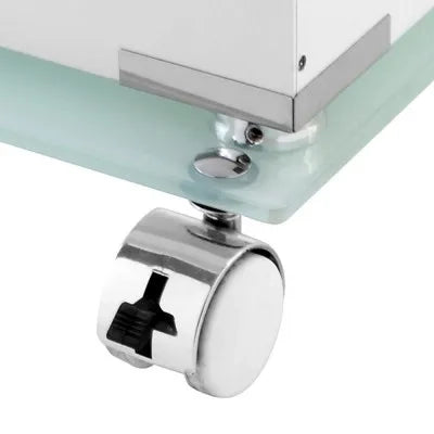 Carrello bagno trasportabile in acciaio cromato con 5 cassetti girevoli