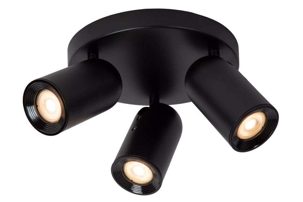 Faretto soffitto rotondo nero 3xGU10 35W Punch Lucide